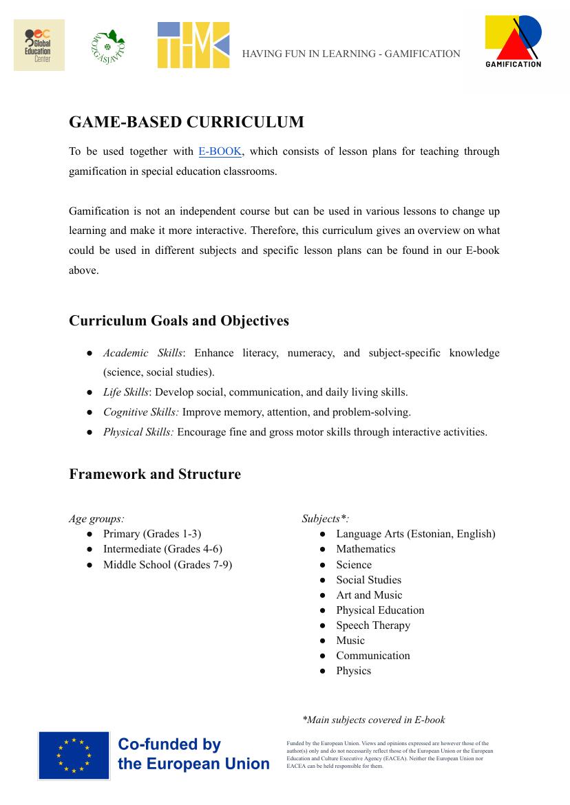 Game-Based Curriculum
